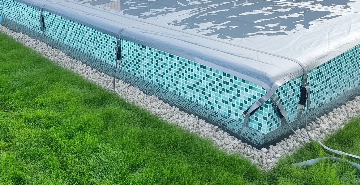 Покрывало для бассейна под снегом — защита зимой в Набережных Челнах